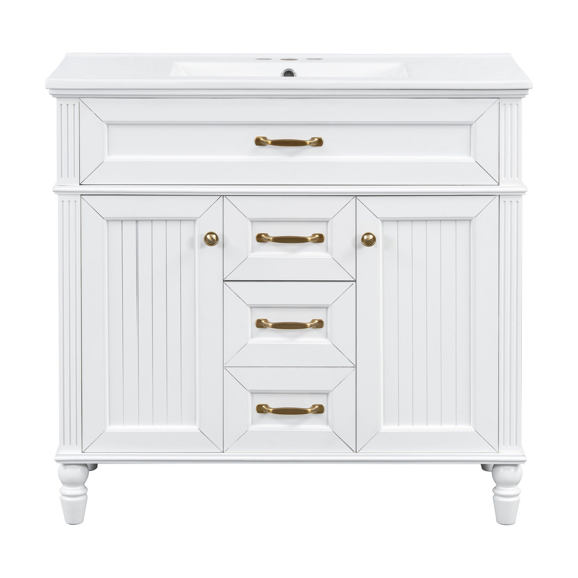 Modern Freestanding Bathroom Vanity With Sink, Cabinet, Soft-Close Drawers, Tip-Out Tray