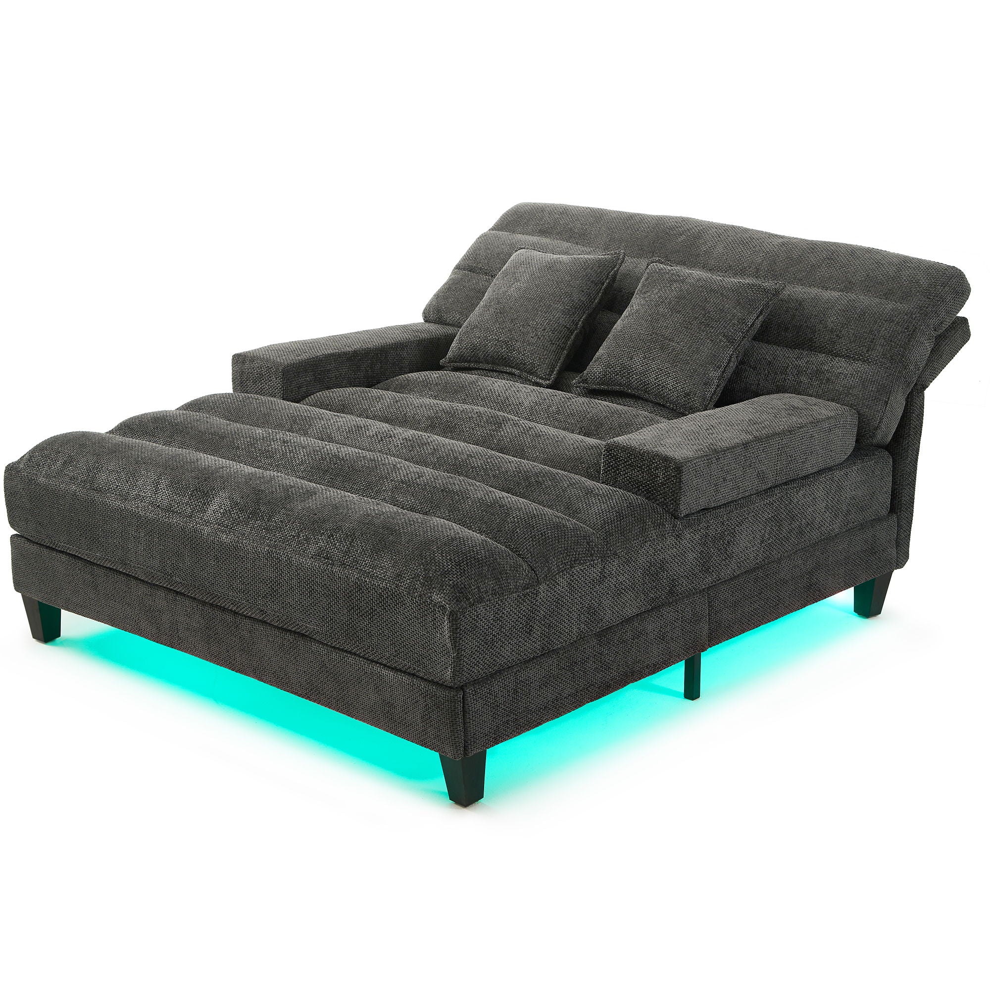 Chaise Bed Lounge Sofa Chair With Adjustable Backrest And LED Light Strip