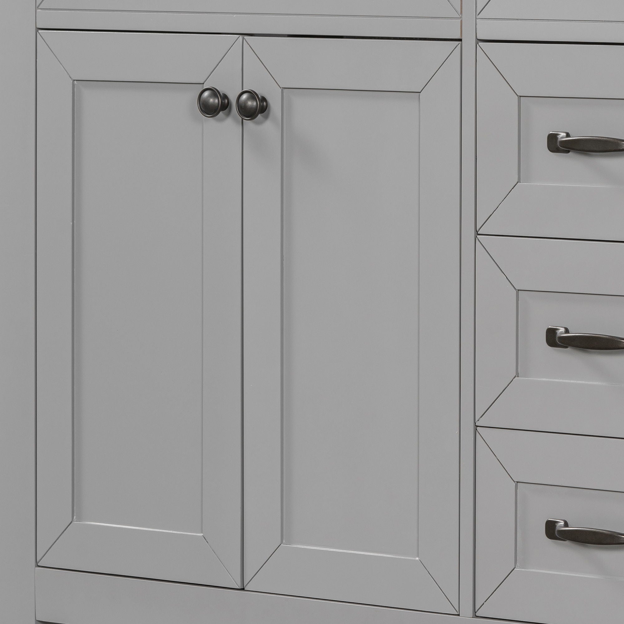 Modern Bathroom Vanity Base Only, 2 Doors And 3 Drawers