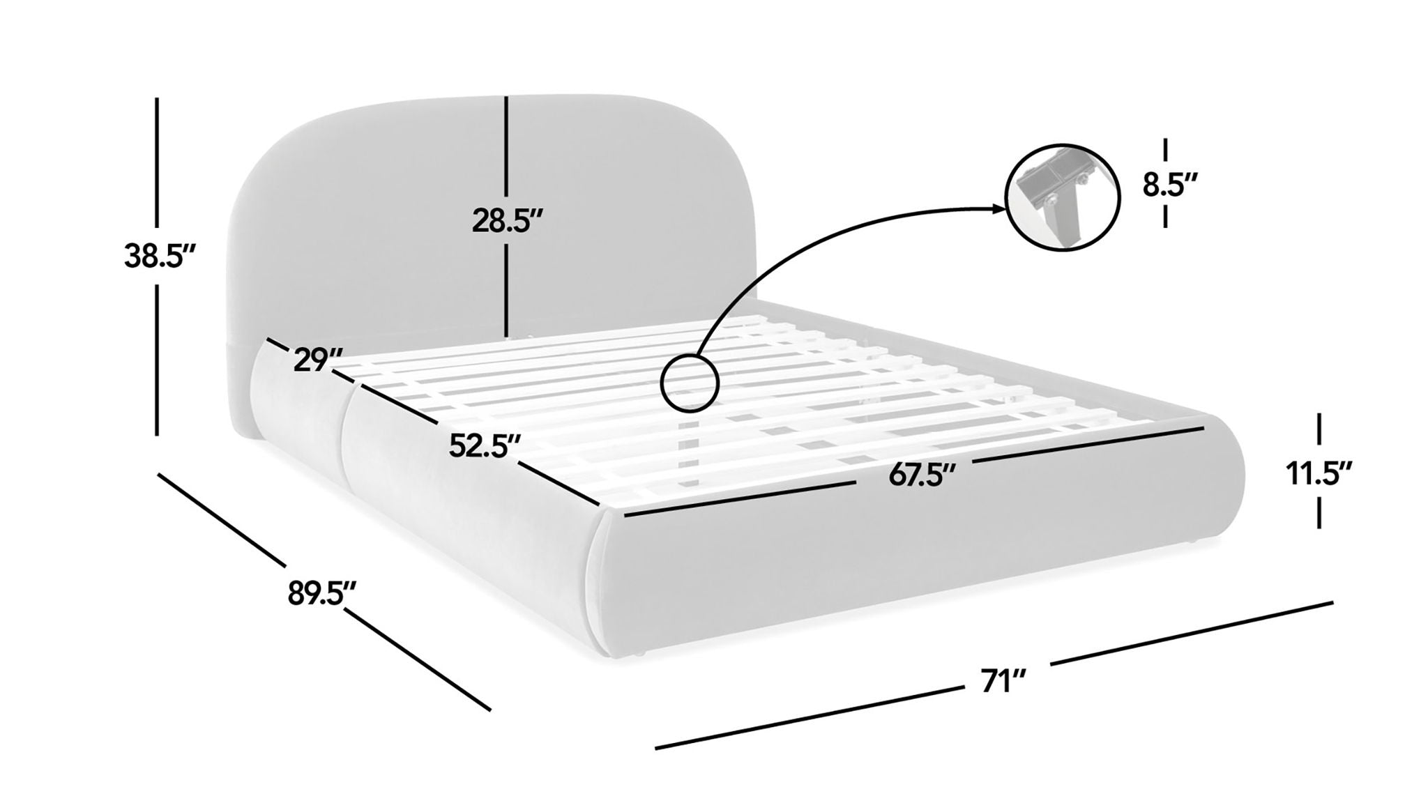 Archie Puffy Grounded - Upholstered Platform Bed