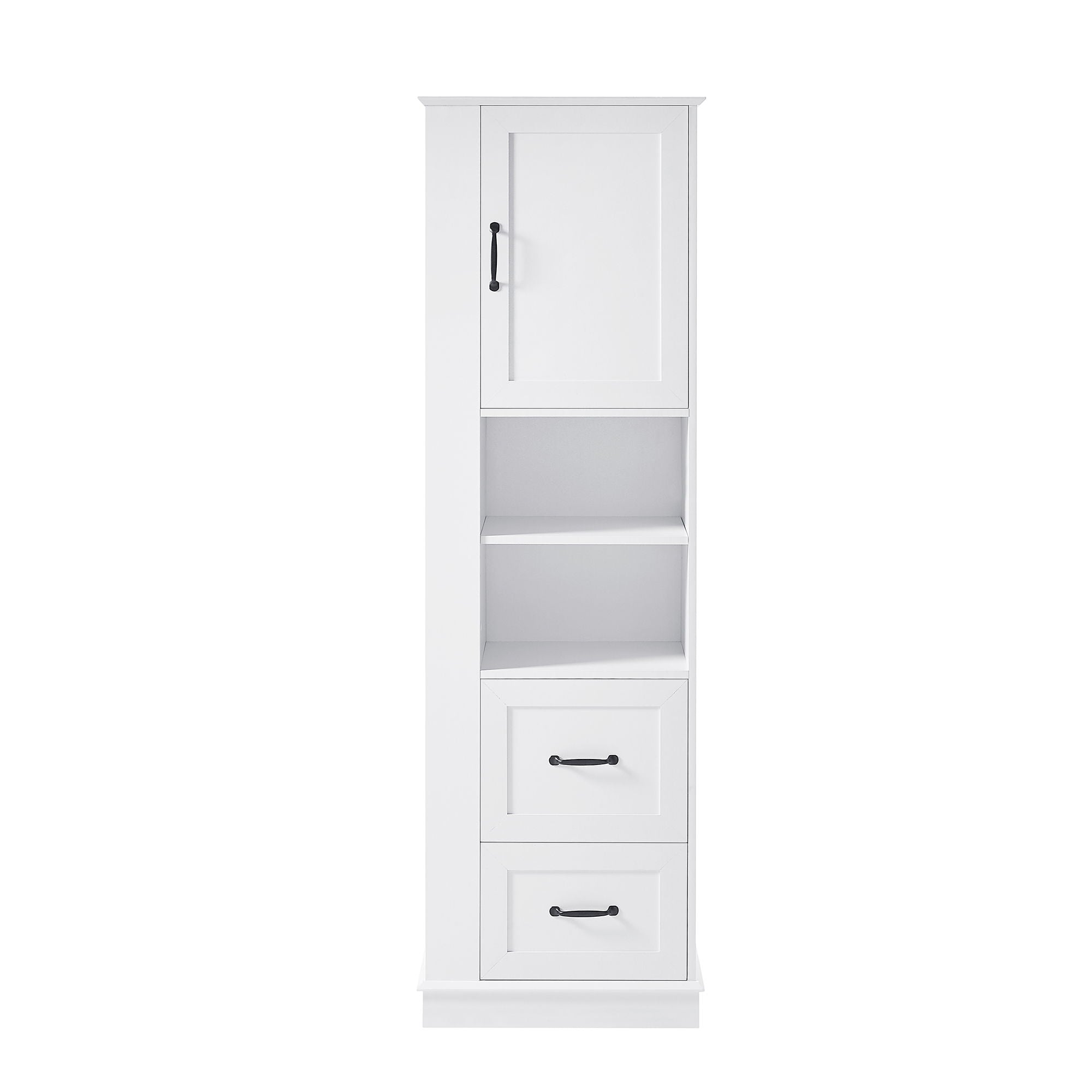 Freestanding Bathroom Storage Cabinet With Adjustable Shelves And Side Hooks Board, Rectangle Design