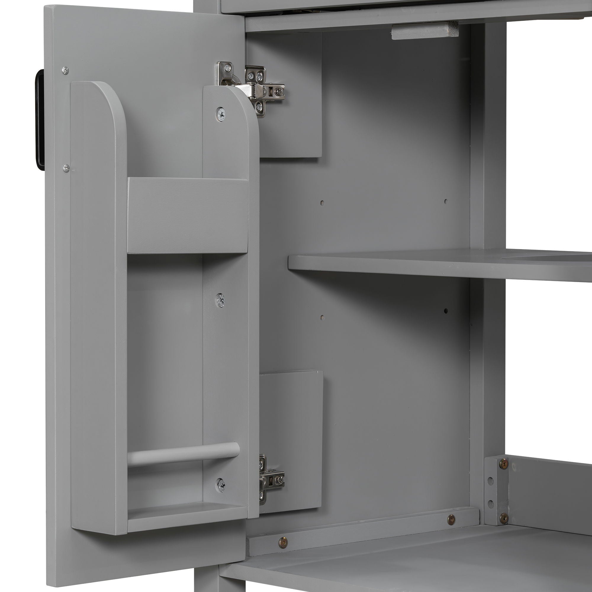 Bathroom Vanity With Ceramic Sink, Soft Close Doors, Flip Drawer, Double Layer Door Shelves
