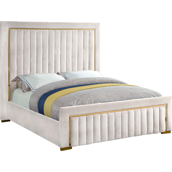 Meridian Dolce Cream Velvet Queen Bed (3 Boxes) IMAGE 1