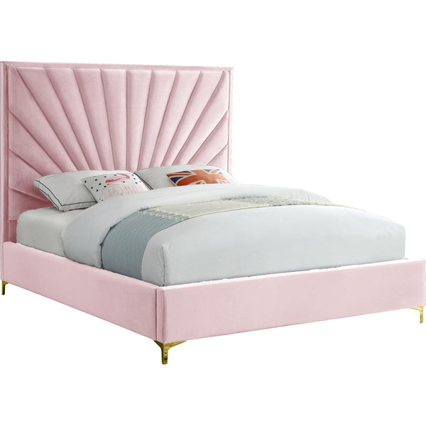 Meridian Eclipse Pink Velvet King Bed IMAGE 1