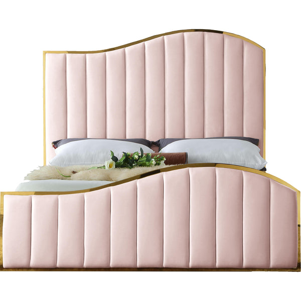 Meridian Jolie Pink Velvet Queen Bed (3 Boxes) IMAGE 1