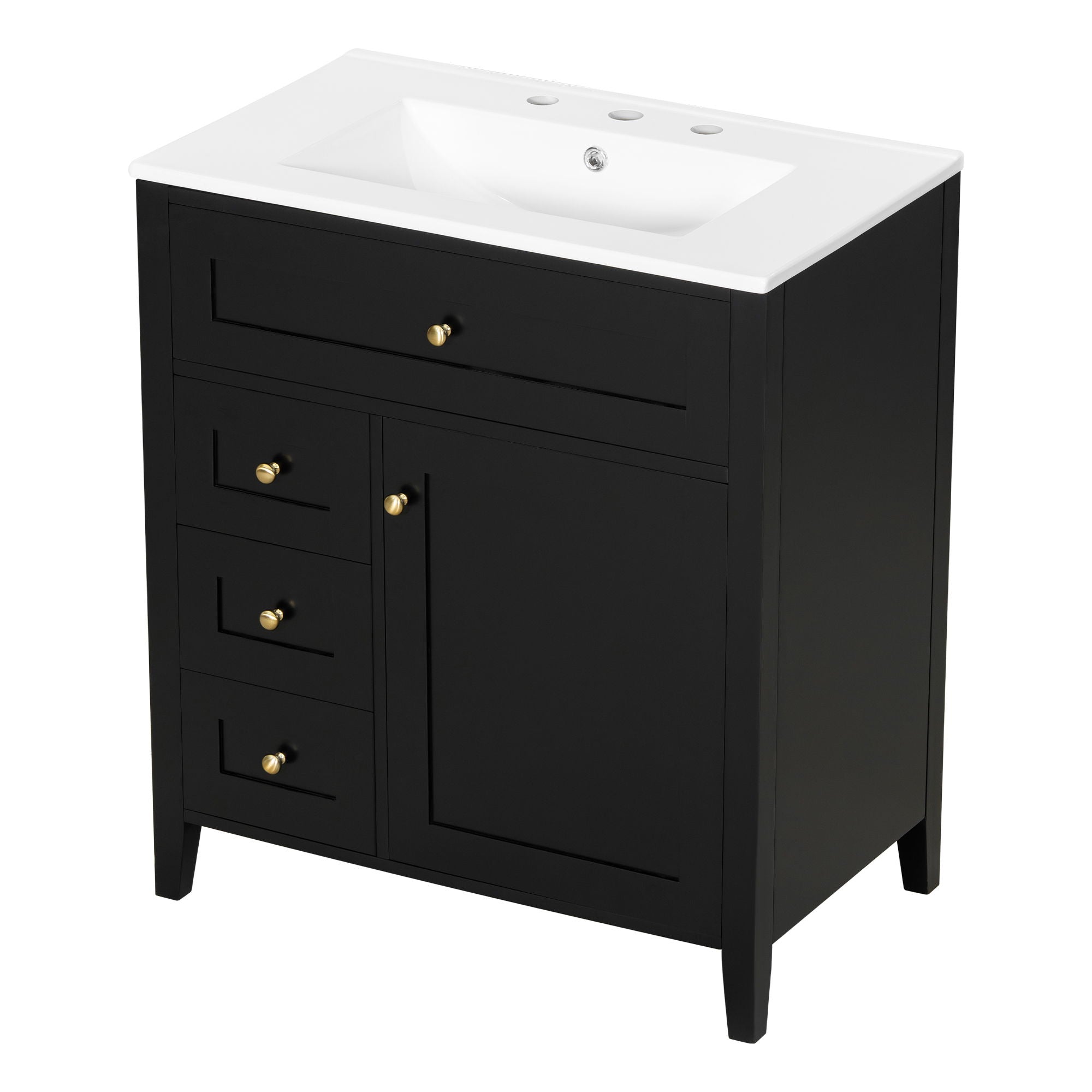 Modern Bathroom Vanity With Sink, 3 Drawers And Adjustable Shelf