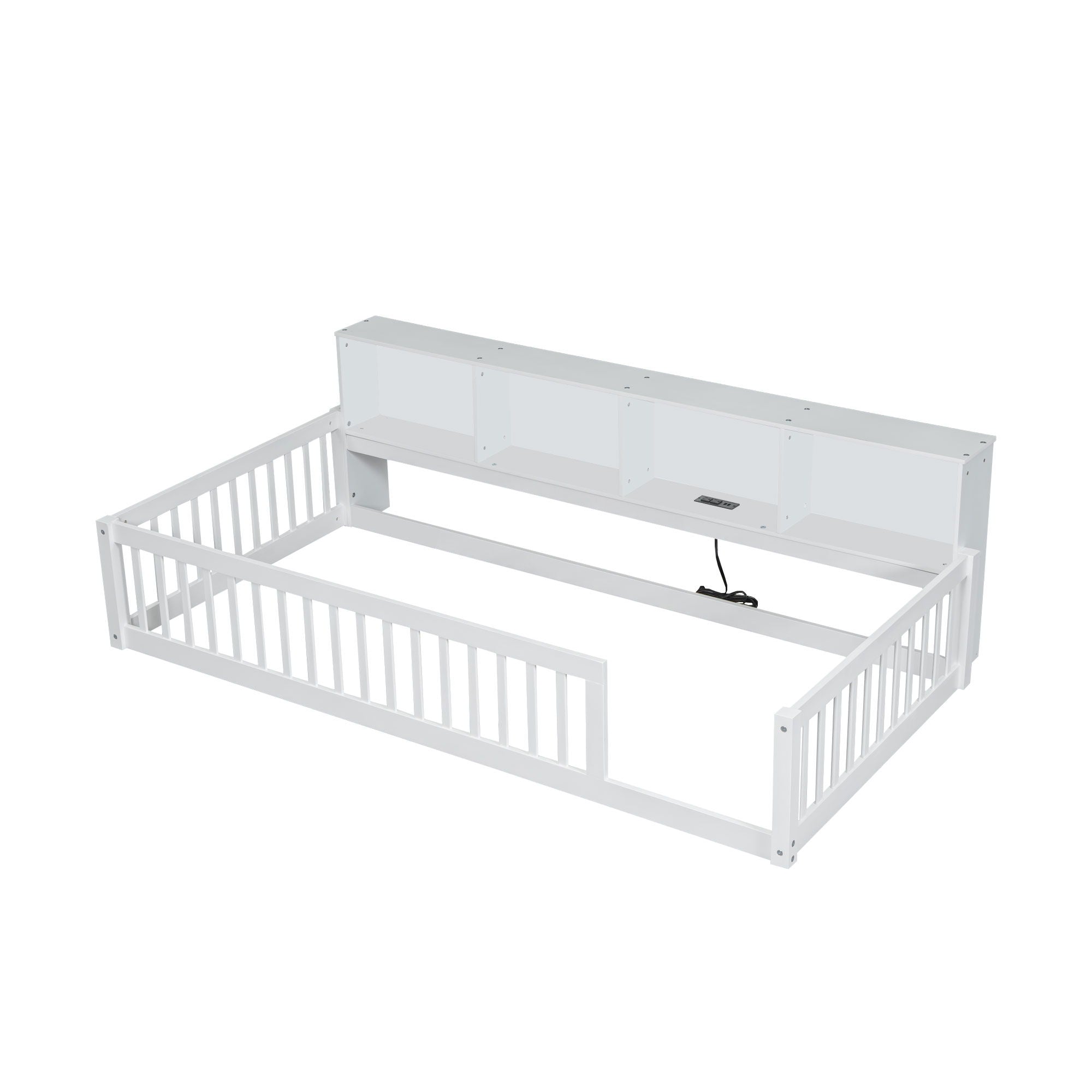 Floor Bed With Storage Cabinets And USB Ports