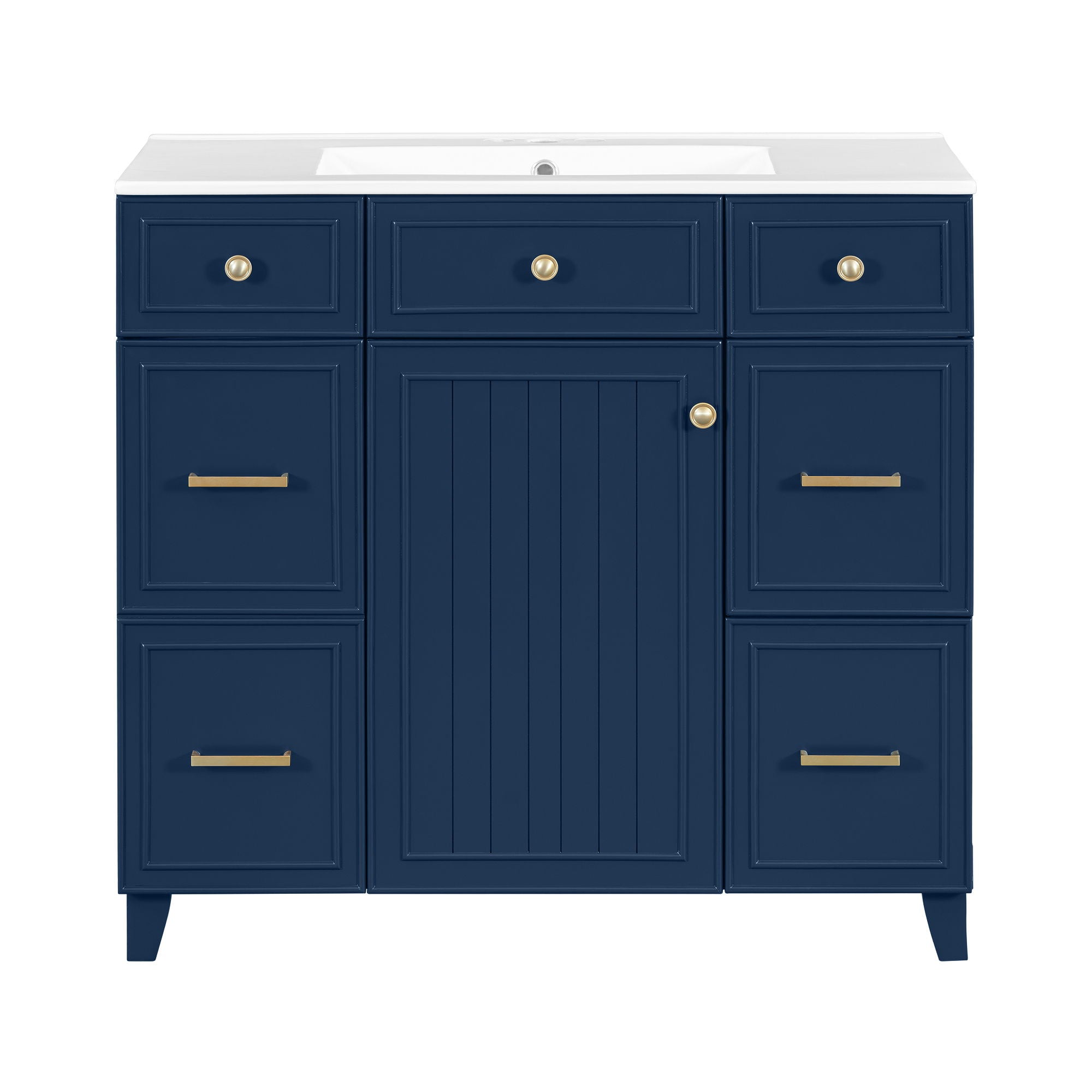 Bathroom Vanity With Ceramic Sink, Soft Close Doors, Adjustable Shelves