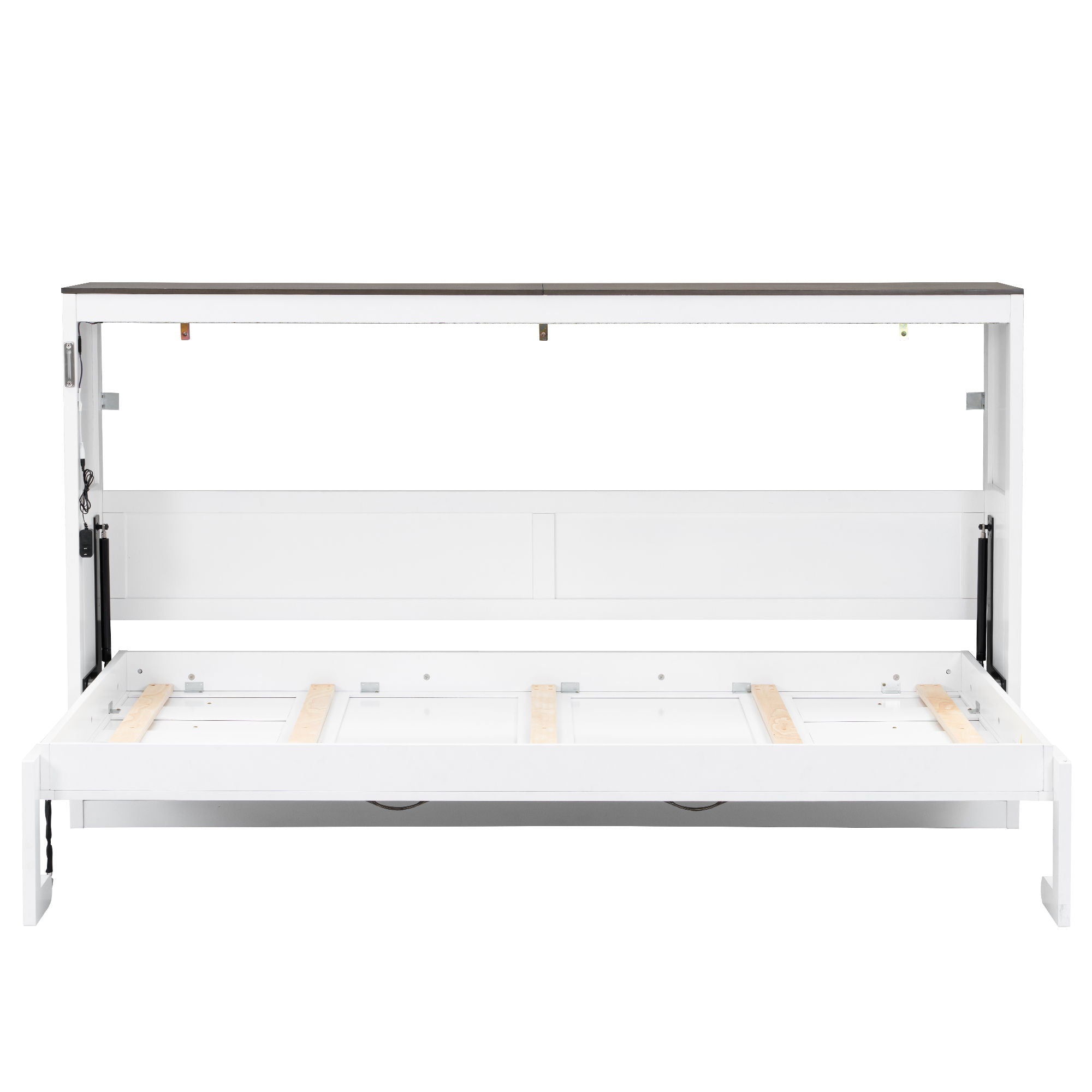 Murphy Bed With LED Light, Foldable Wall Bed Cabinet