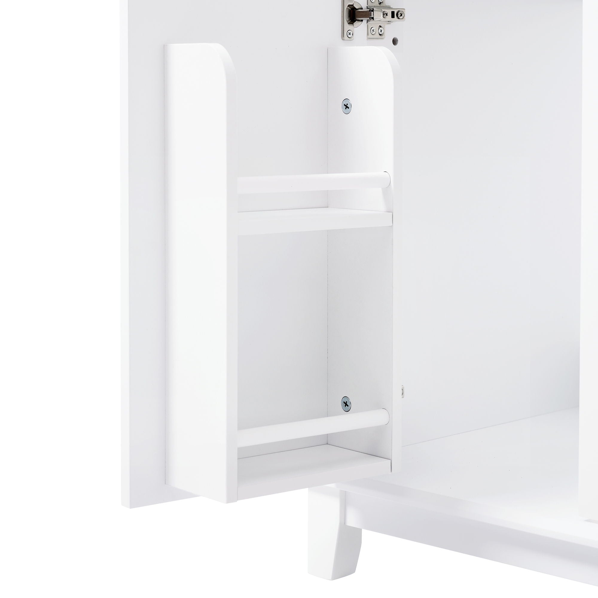 Bathroom Vanity Cabinet Only, 3 Drawers & 4 Doors With Double Layer Shelves - White