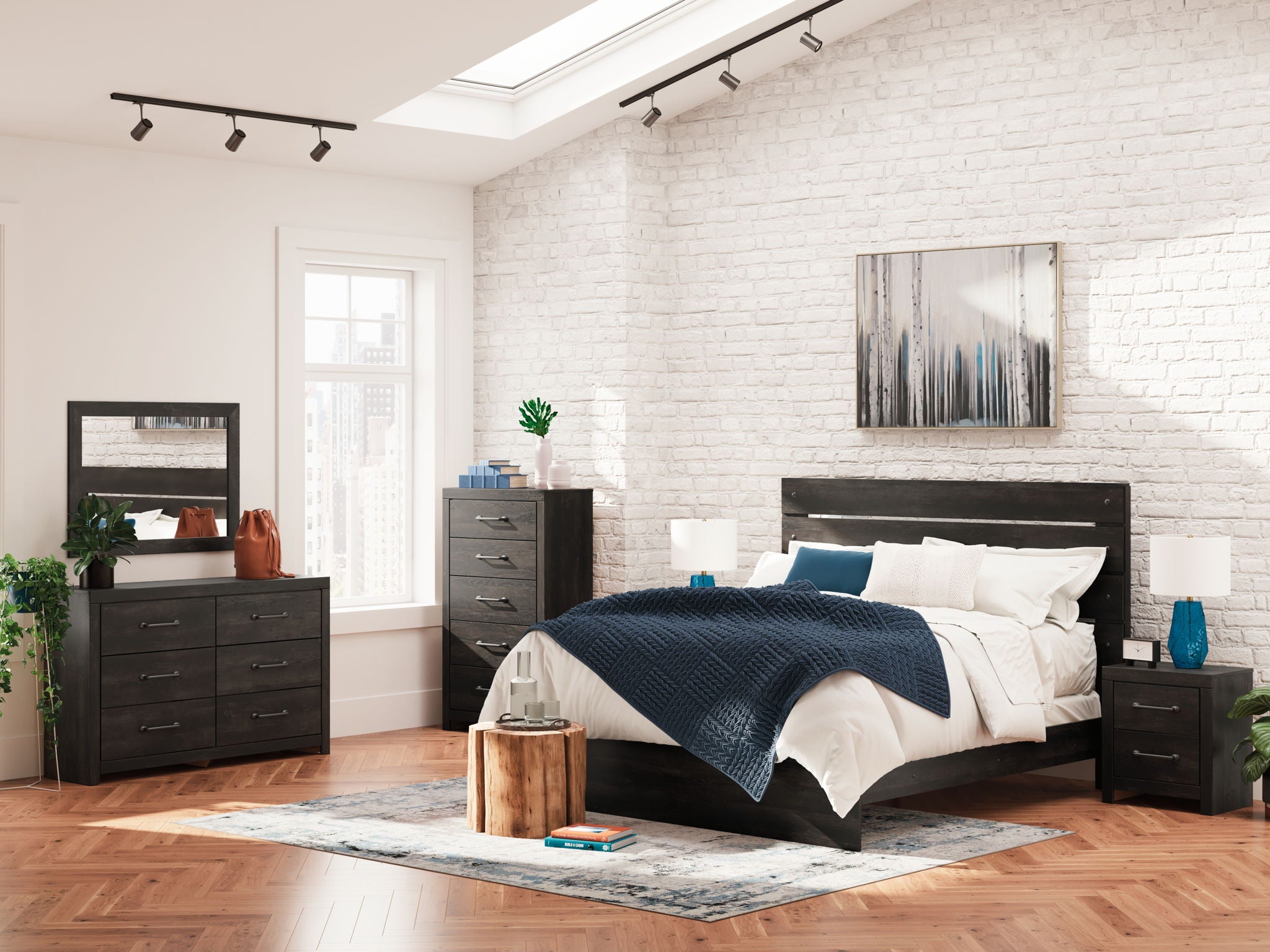 Hollivern - Dresser And Mirror - Dark Gray