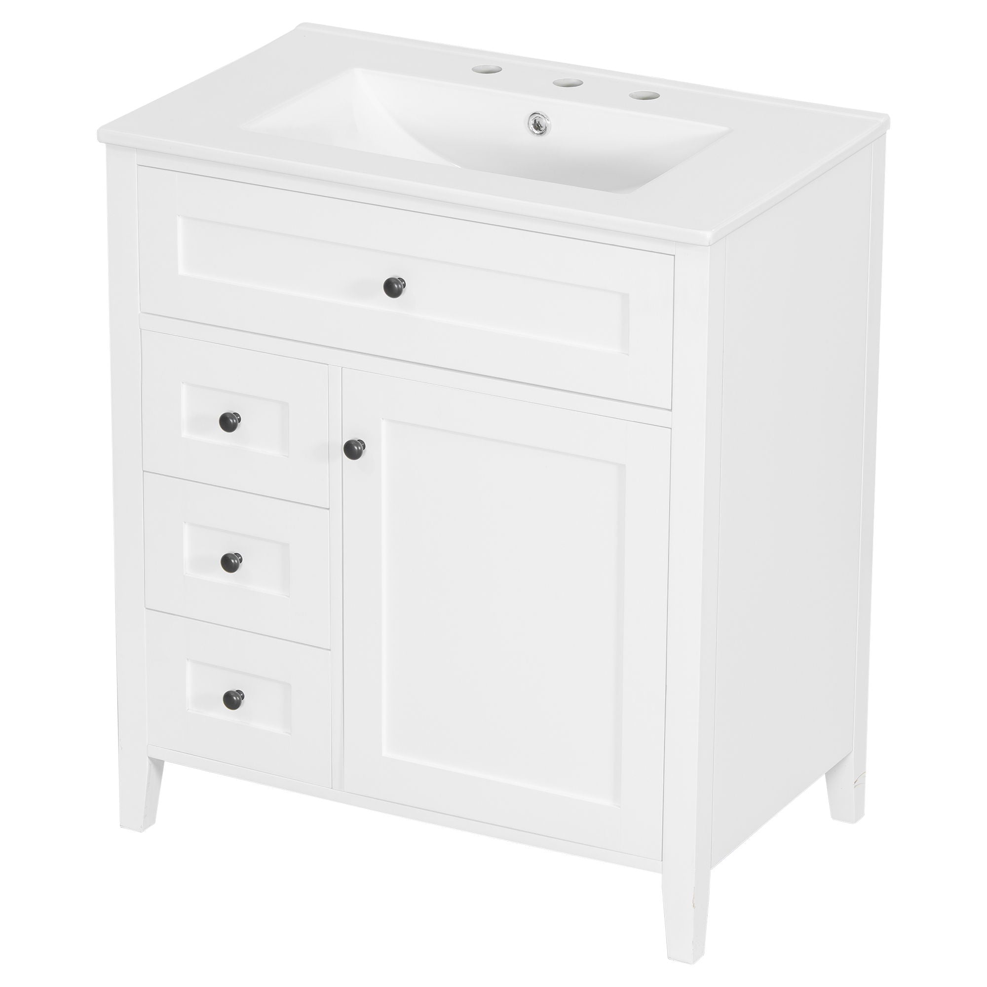 Modern Bathroom Vanity With Sink, 3 Drawers And Adjustable Shelf