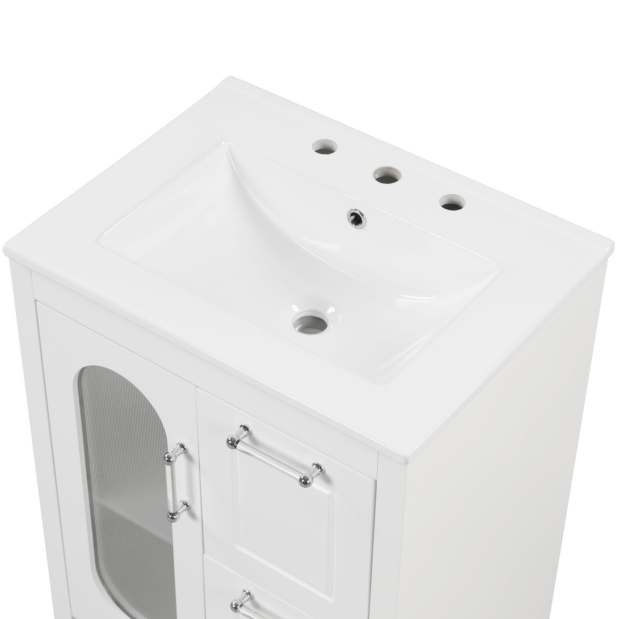 Modern Bathroom Vanity With Sink, Cabinet With 2 Drawers And Door, Adjustable Shelf