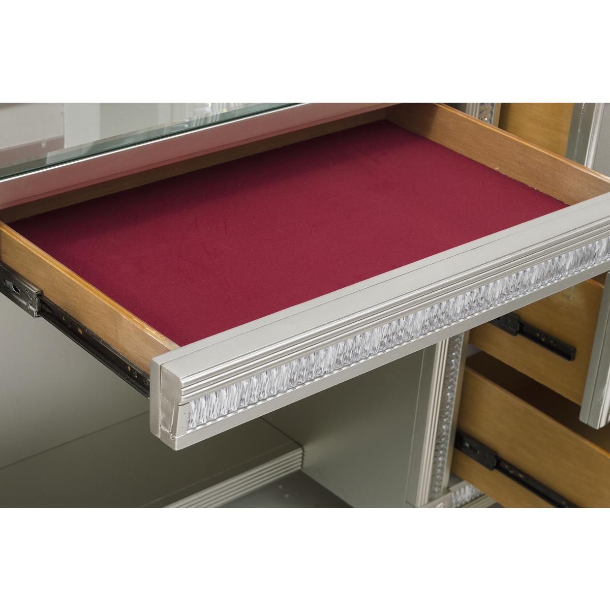 Bevelle - Vanity Dresser With Mirror - Pearl Silver