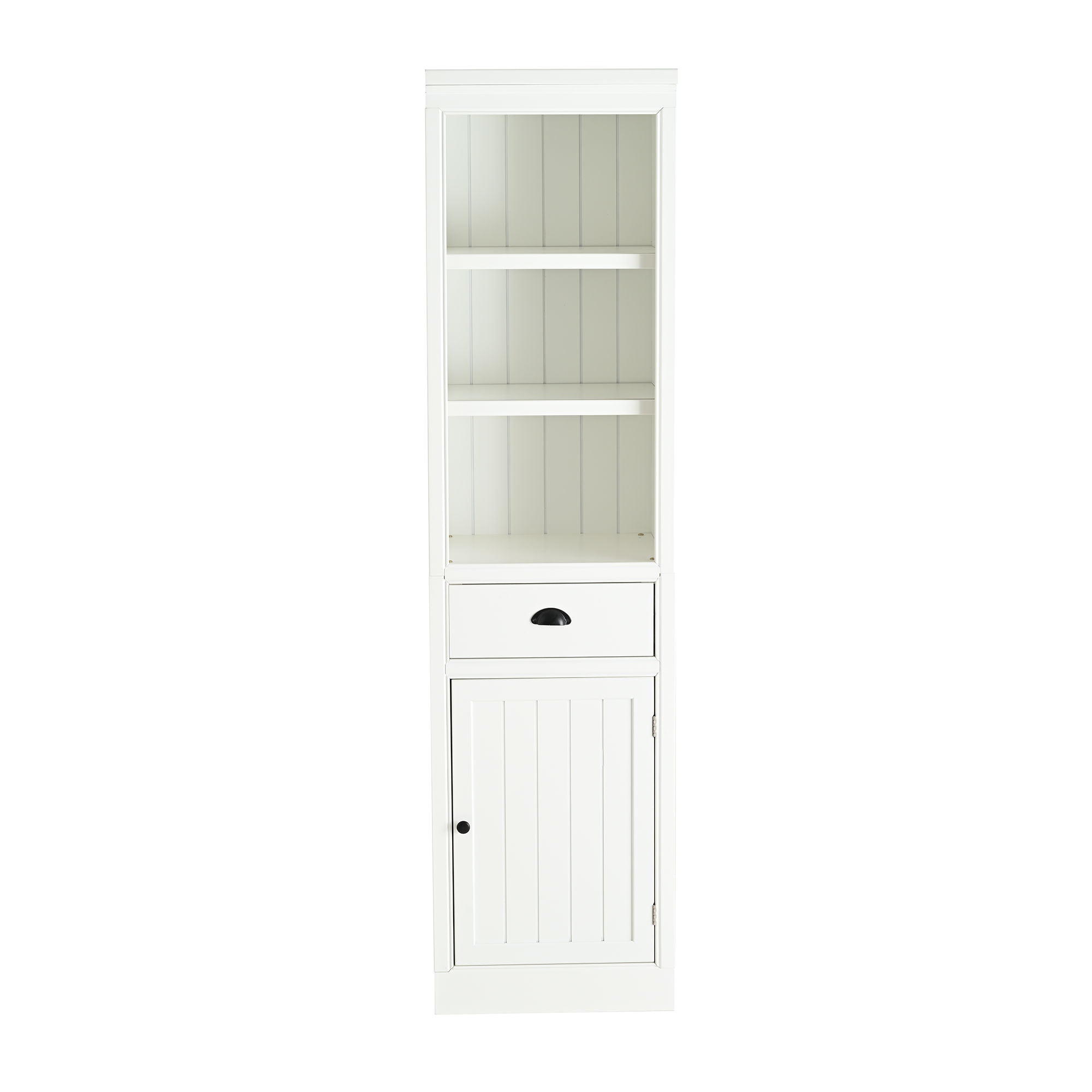 Retro Style 75'' Tall Display Shelf With Cabinet For Hallways Living Room Kitchen - White