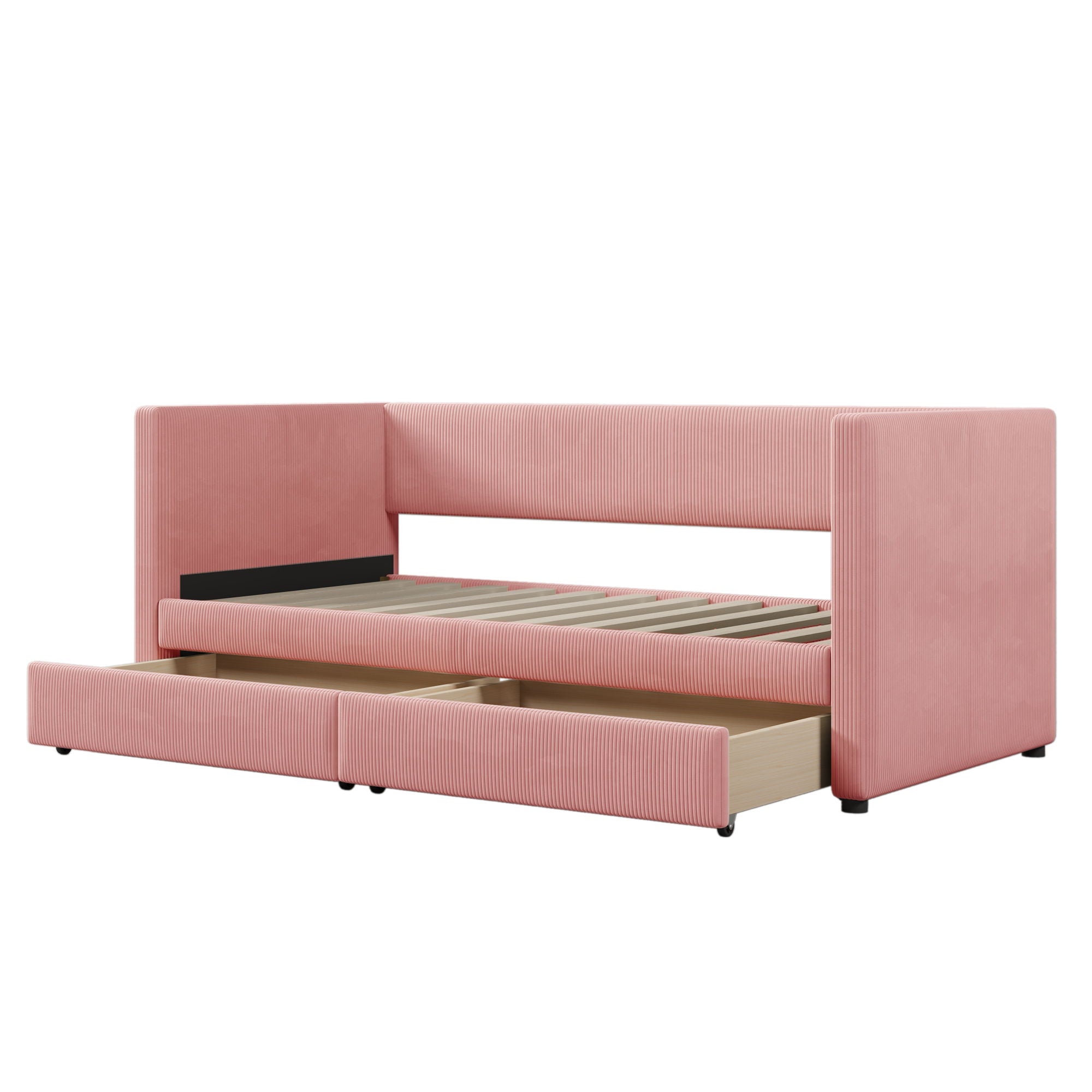 Daybed With Two Drawers And Wood Slat