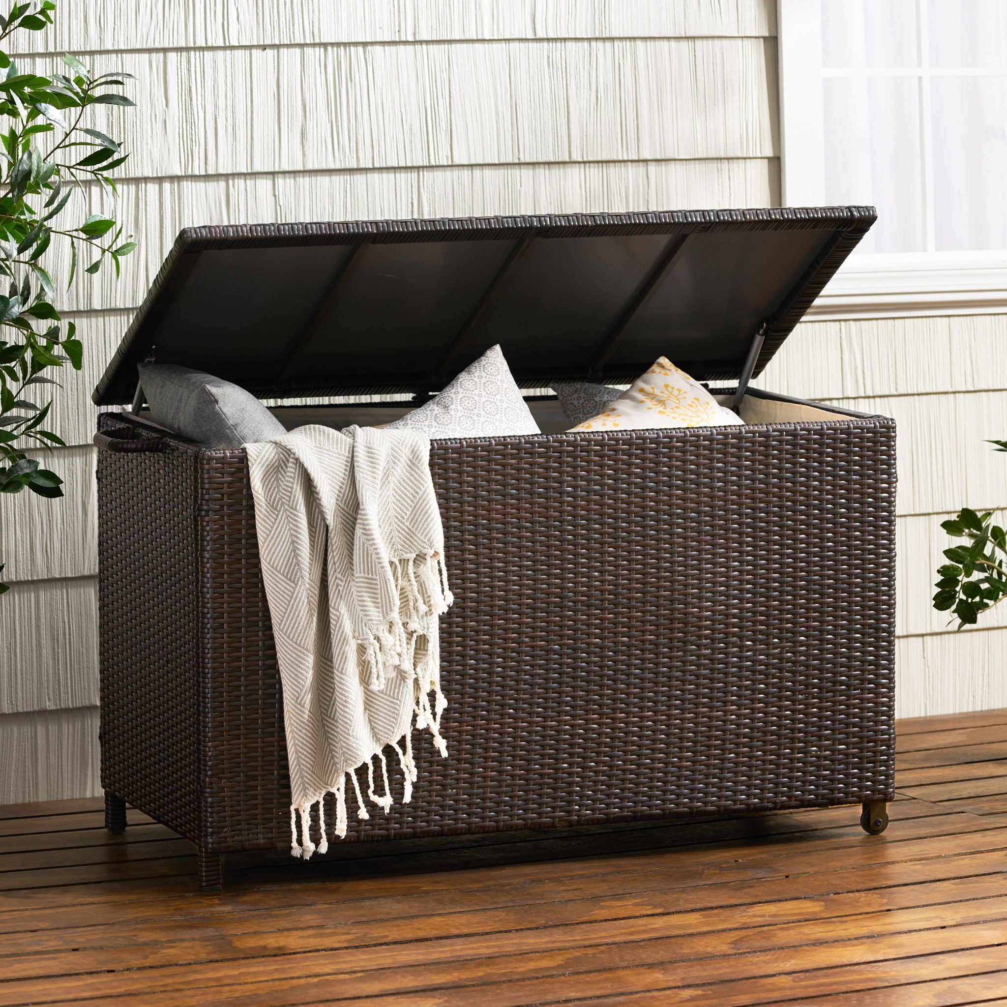 Blake - Wicker Cushion Box - Brown Multi
