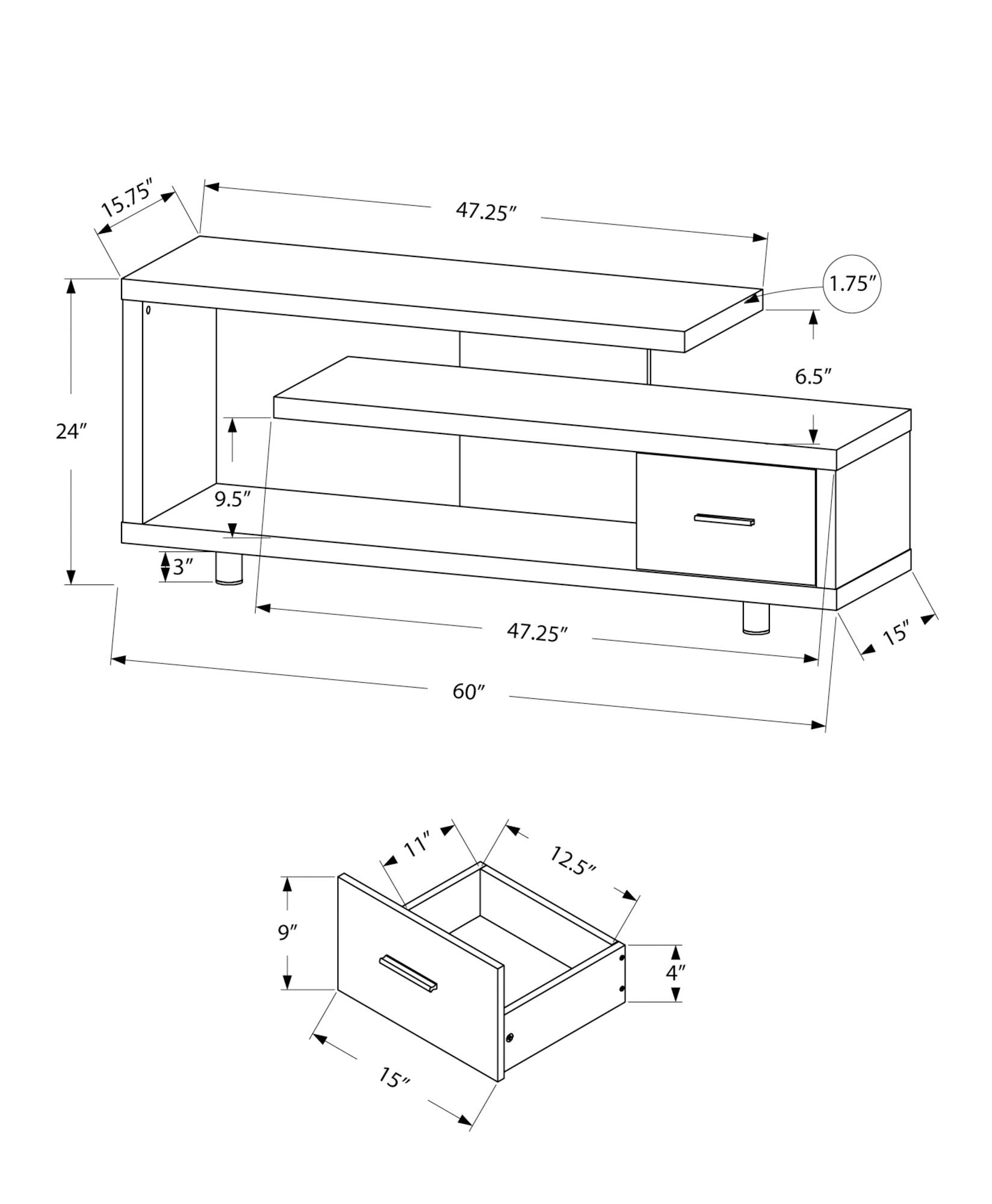TV Stand, Console, Media Entertainment Center Storage Cabinet, Contemporary & Modern