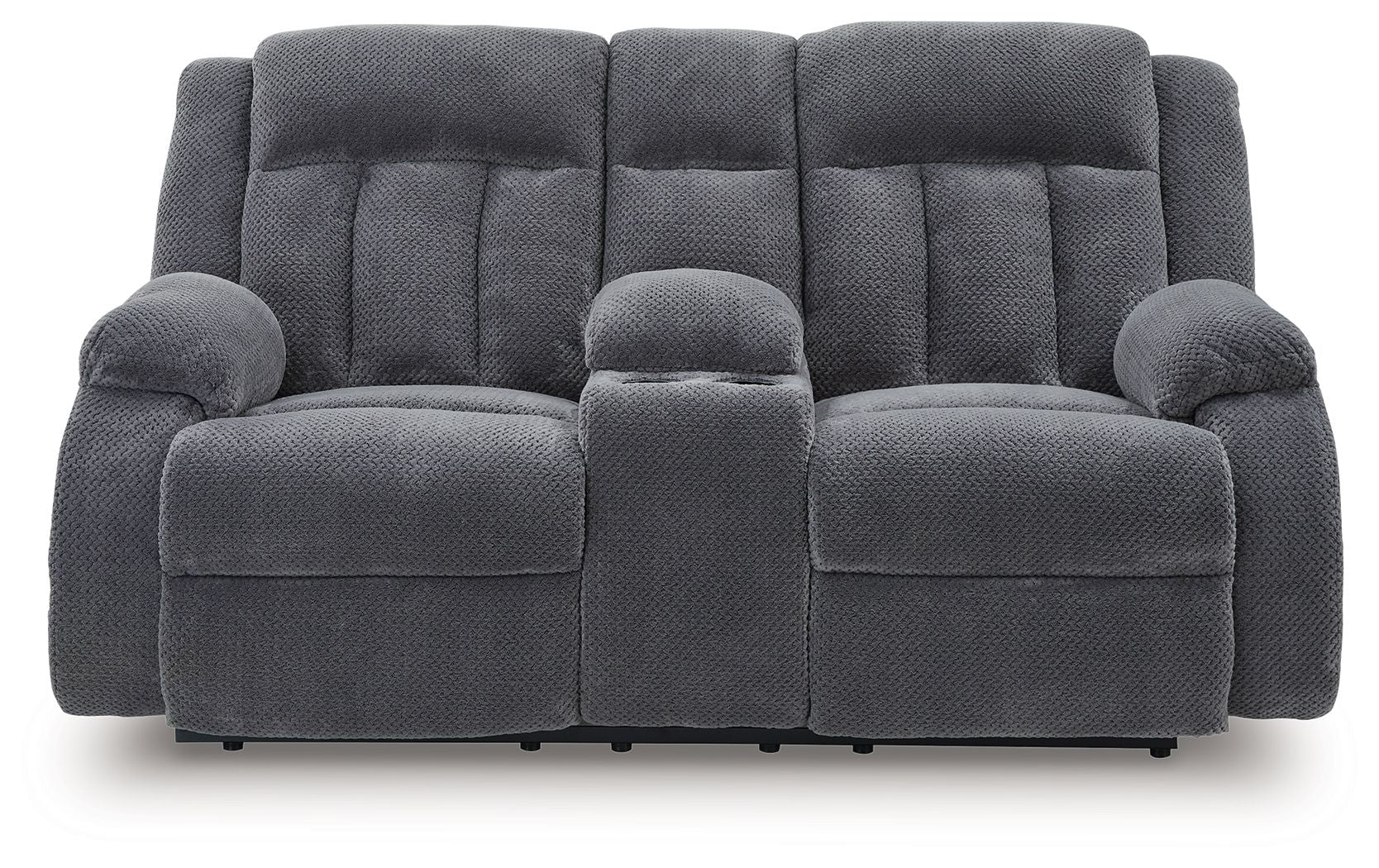 Observation - Double Reclining Power Loveseat With Console - Steel