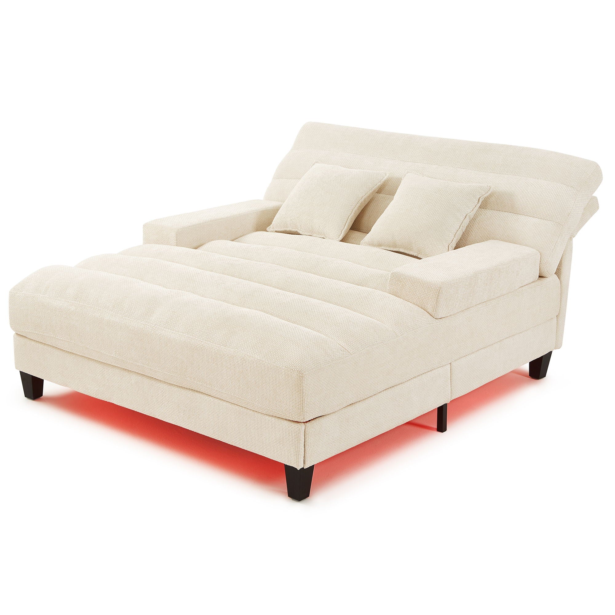Chaise Bed Lounge Sofa Chair With Adjustable Backrest And LED Light Strip