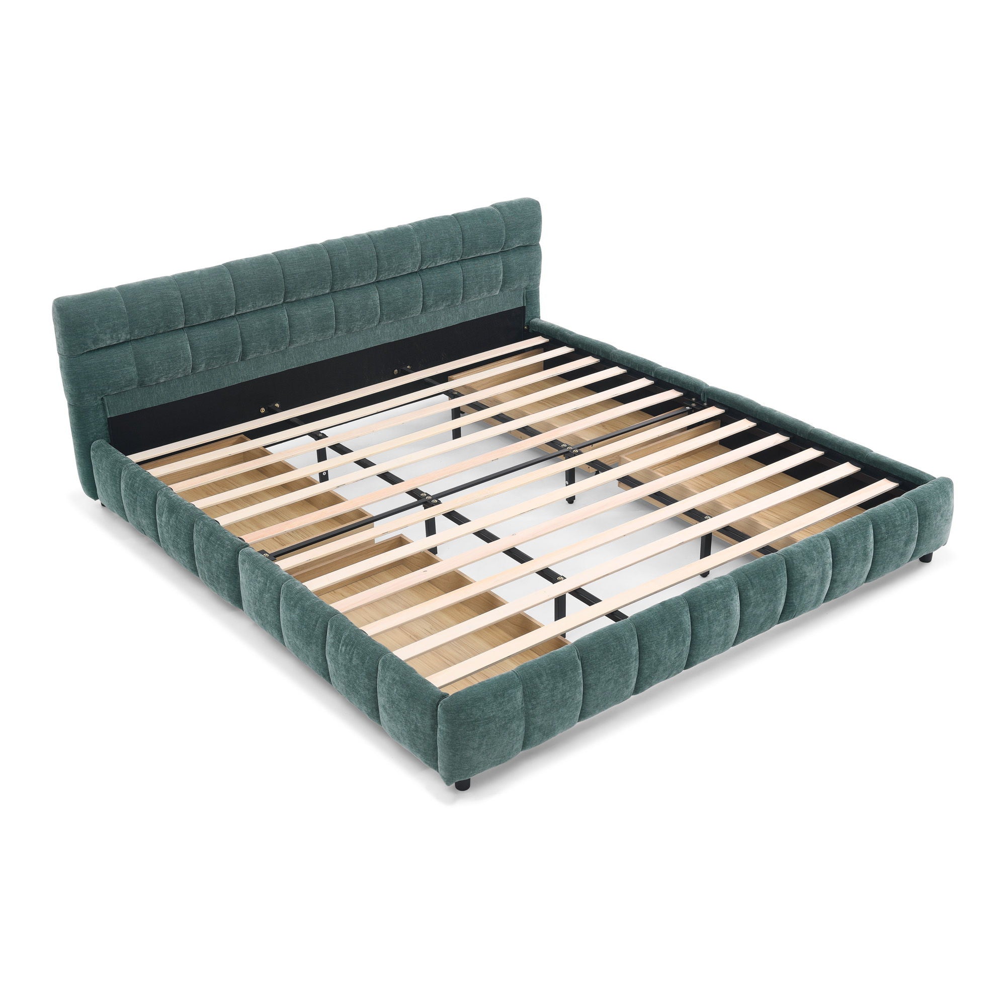 Modern Platform Bed Frame With Thick Fabric