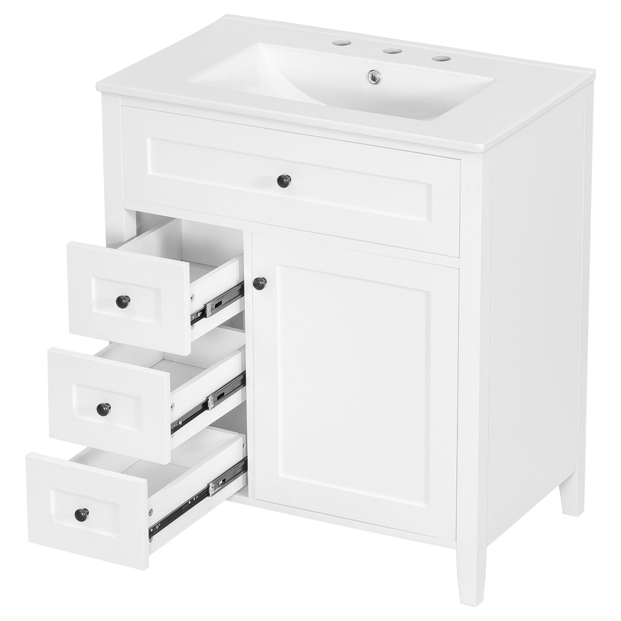 Modern Bathroom Vanity With Sink, 3 Drawers And Adjustable Shelf