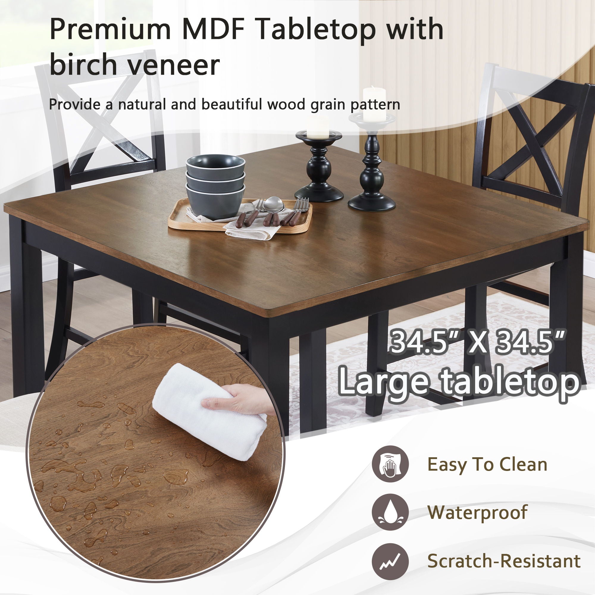5 Piece Counter Height Dining Table Set With 4 Chairs