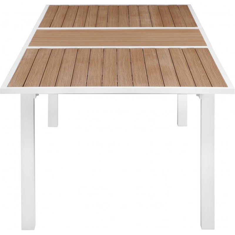 Meridian Nizuc Brown Wood Look Accent Paneling Outdoor Patio Extendable Aluminum Dining Table IMAGE 3