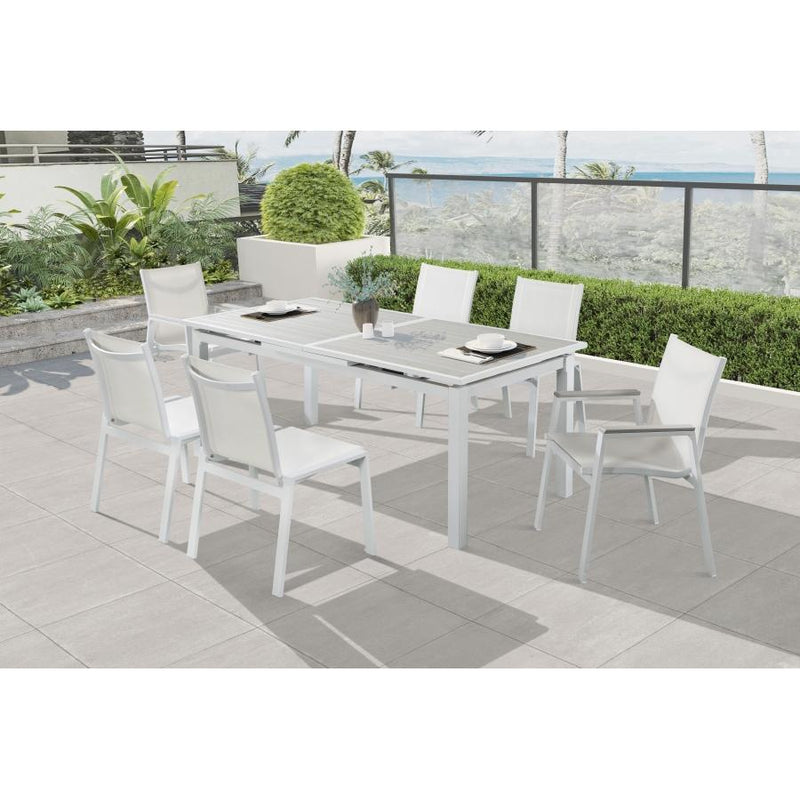Meridian Nizuc Grey Wood Look Accent Paneling Outdoor Patio Extendable Aluminum Dining Table IMAGE 10