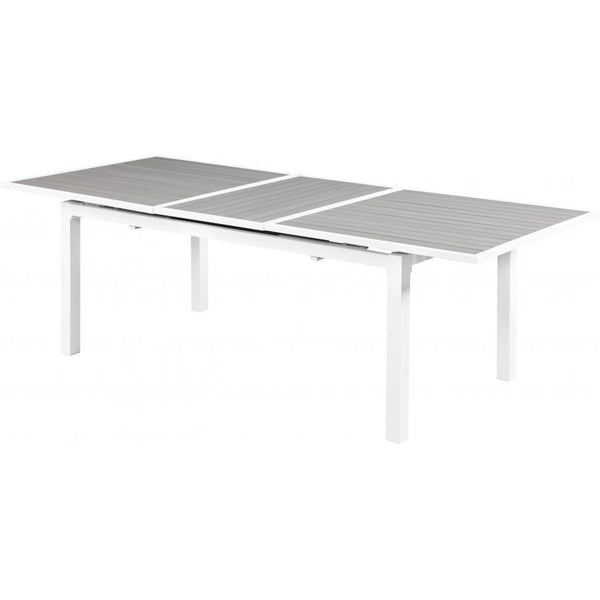 Meridian Nizuc Grey Wood Look Accent Paneling Outdoor Patio Extendable Aluminum Dining Table IMAGE 1