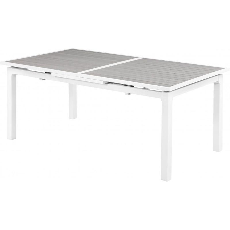 Meridian Nizuc Grey Wood Look Accent Paneling Outdoor Patio Extendable Aluminum Dining Table IMAGE 2