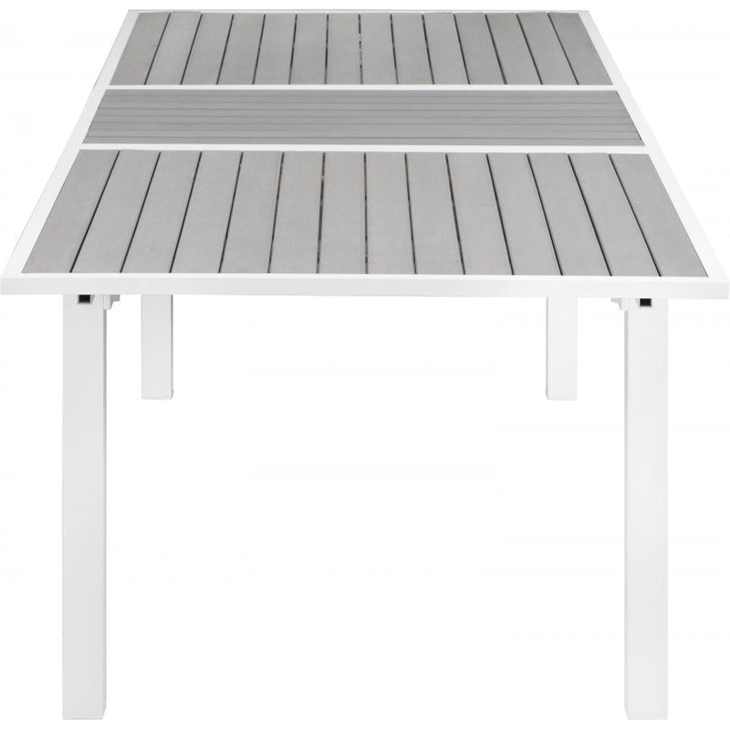 Meridian Nizuc Grey Wood Look Accent Paneling Outdoor Patio Extendable Aluminum Dining Table IMAGE 3