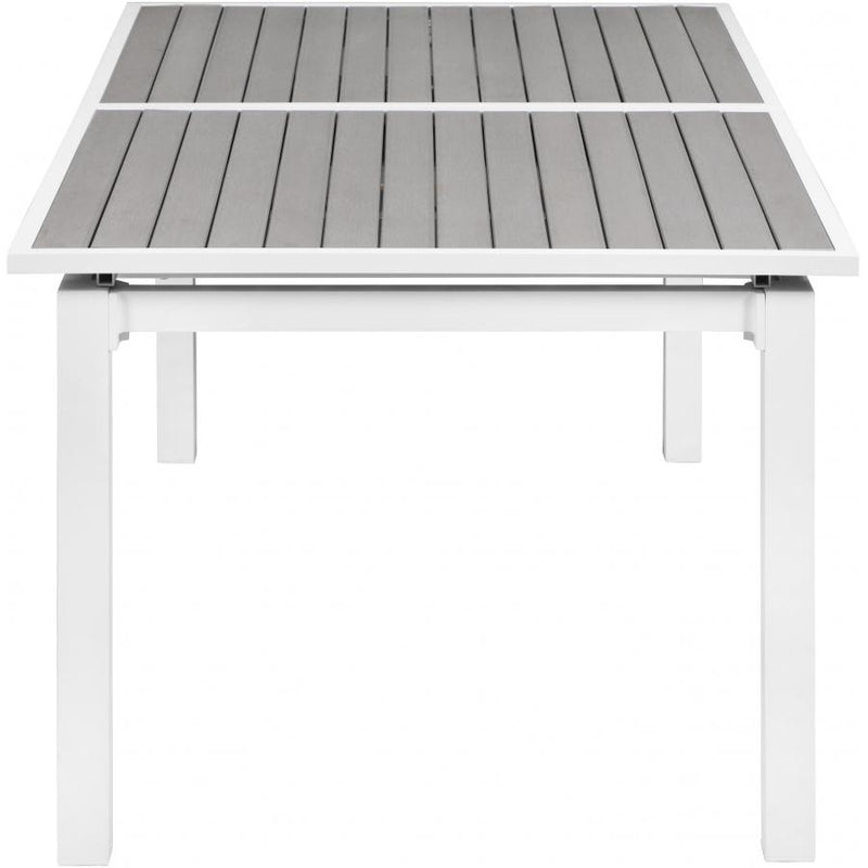 Meridian Nizuc Grey Wood Look Accent Paneling Outdoor Patio Extendable Aluminum Dining Table IMAGE 4