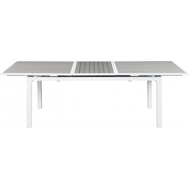 Meridian Nizuc Grey Wood Look Accent Paneling Outdoor Patio Extendable Aluminum Dining Table IMAGE 5