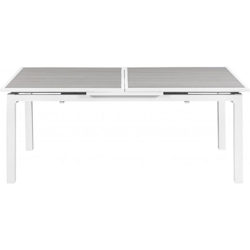 Meridian Nizuc Grey Wood Look Accent Paneling Outdoor Patio Extendable Aluminum Dining Table IMAGE 6