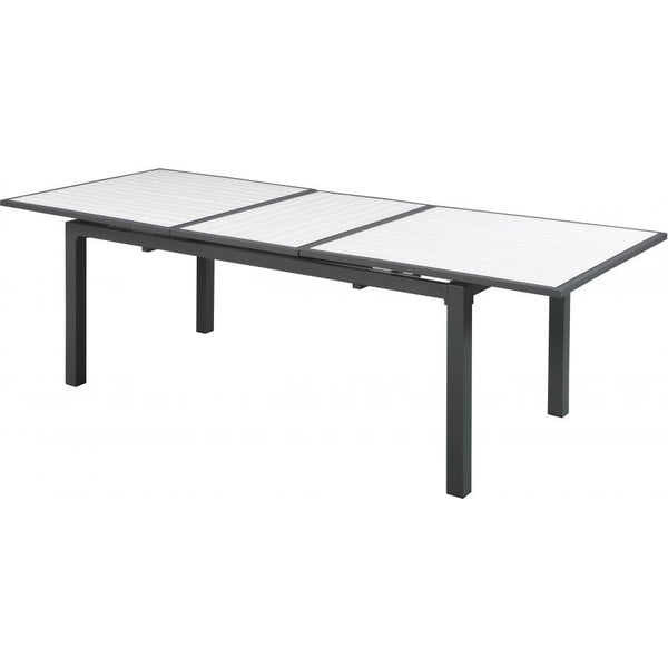Meridian Nizuc White Wood Look Accent Paneling Outdoor Patio Aluminum Dining Table IMAGE 1