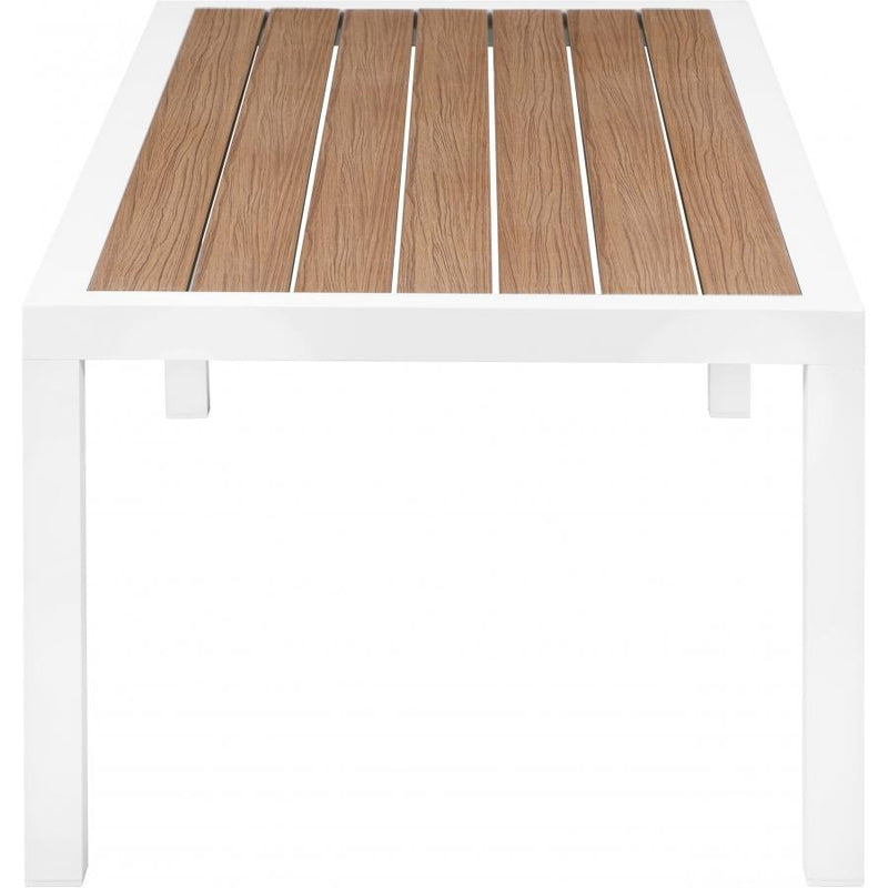 Meridian Nizuc Brown Wood Look Accent Paneling Outdoor Patio Aluminum Coffee Table IMAGE 3