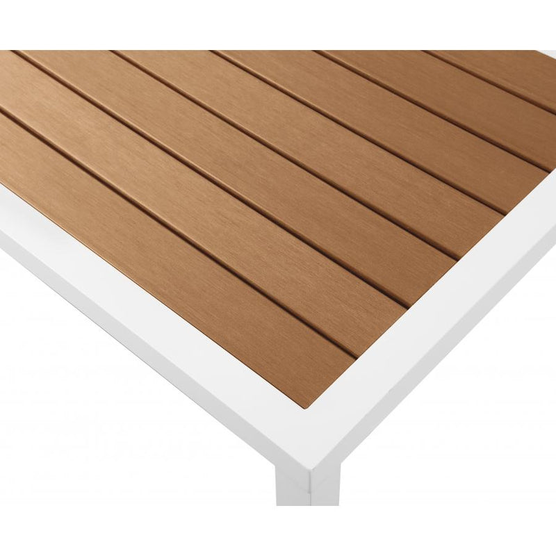 Meridian Nizuc Brown Wood Look Accent Paneling Outdoor Patio Aluminum Coffee Table IMAGE 4