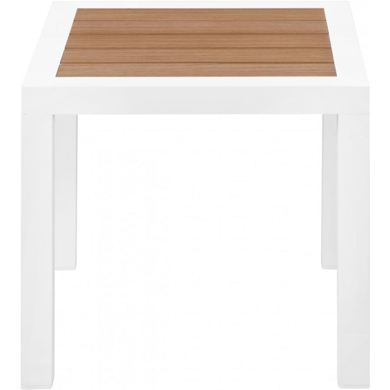 Meridian Nizuc Brown Wood Look Accent Paneling Outdoor Patio Aluminum End Table IMAGE 2