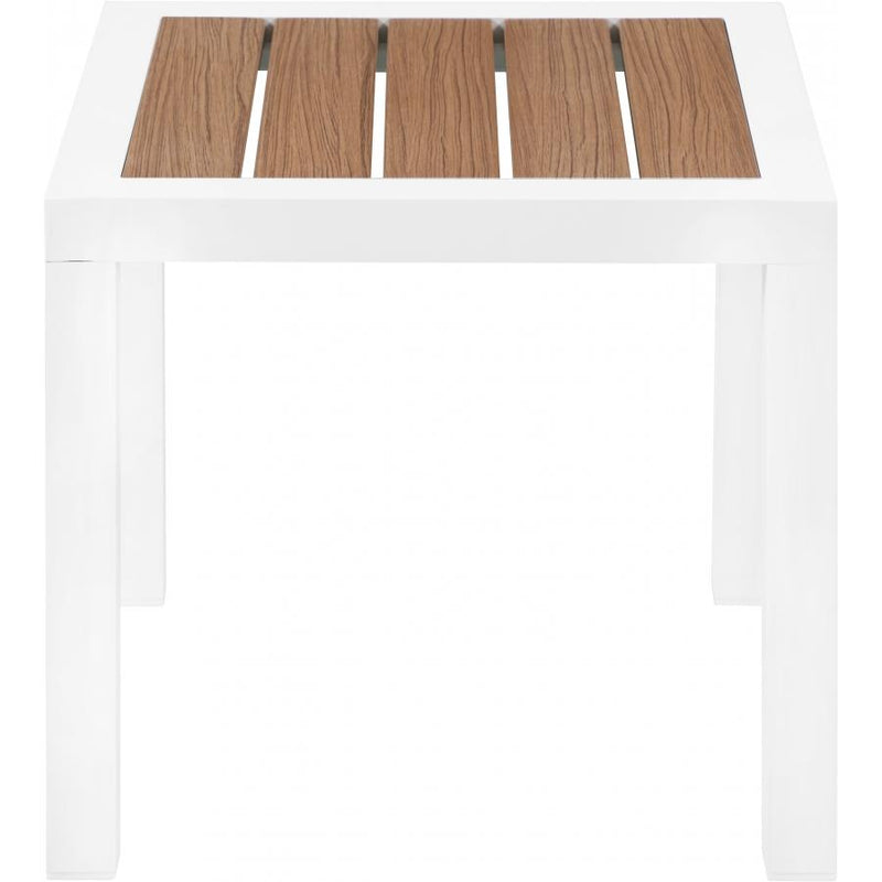 Meridian Nizuc Brown Wood Look Accent Paneling Outdoor Patio Aluminum End Table IMAGE 3