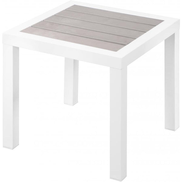 Meridian Nizuc Grey Wood Look Accent Paneling Outdoor Patio Aluminum End Table IMAGE 1