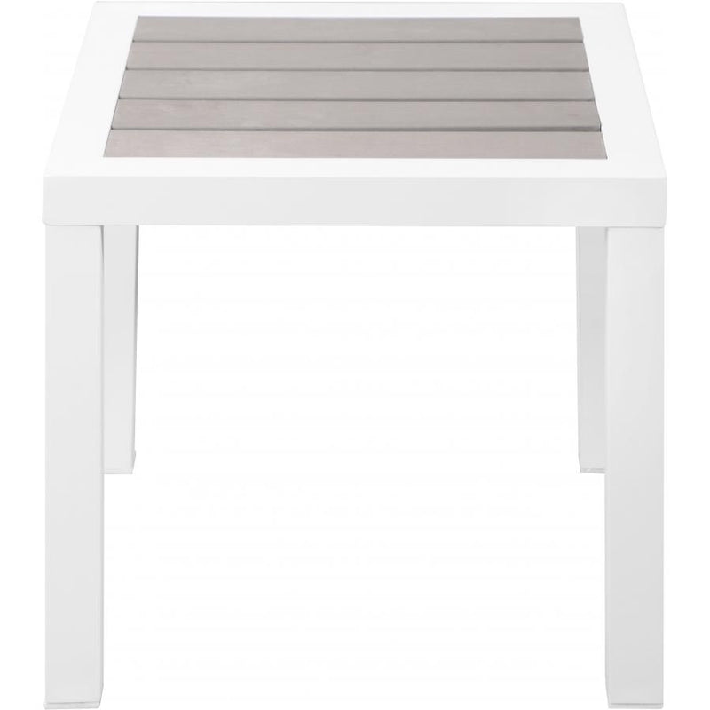 Meridian Nizuc Grey Wood Look Accent Paneling Outdoor Patio Aluminum End Table IMAGE 2