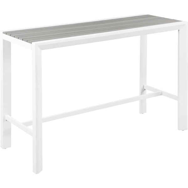 Meridian Nizuc Grey Wood Look Accent Paneling Outdoor Patio Aluminum Rectangle Bar Table IMAGE 1