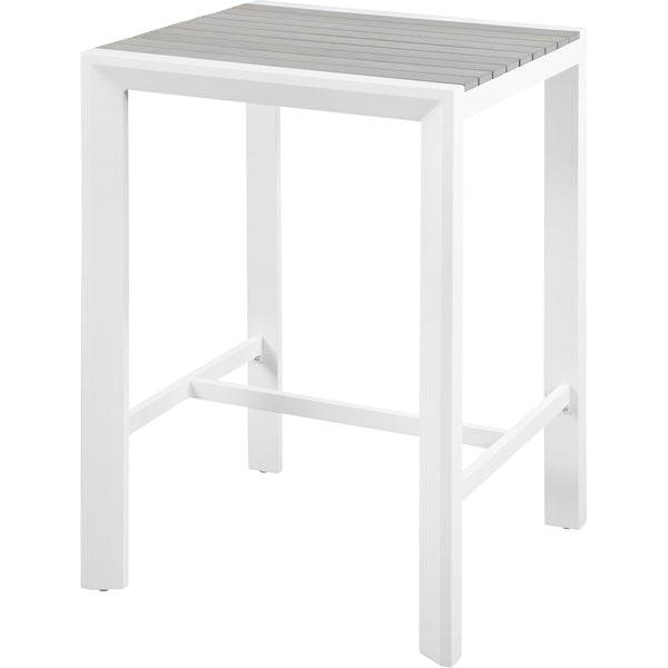 Meridian Nizuc Grey Wood Look Accent Paneling Outdoor Patio Aluminum Square Bar Table IMAGE 1