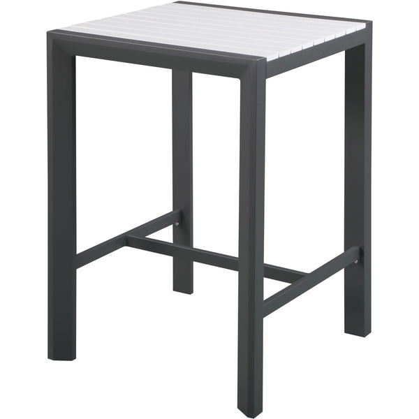 Meridian Nizuc White Wood Look Accent Paneling Outdoor Patio Aluminum Square Bar Table IMAGE 1