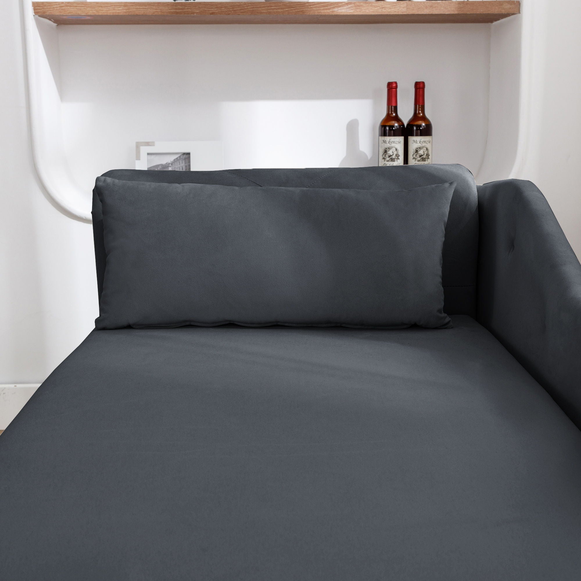 Chaise Lounge Indoor, Lounge Chair For Bedroom With Storage & Pillow, Modern Upholstered Rolled Arm Chase Lounge For Sleeping With Nailhead Trim For Living Room Bedroom Office