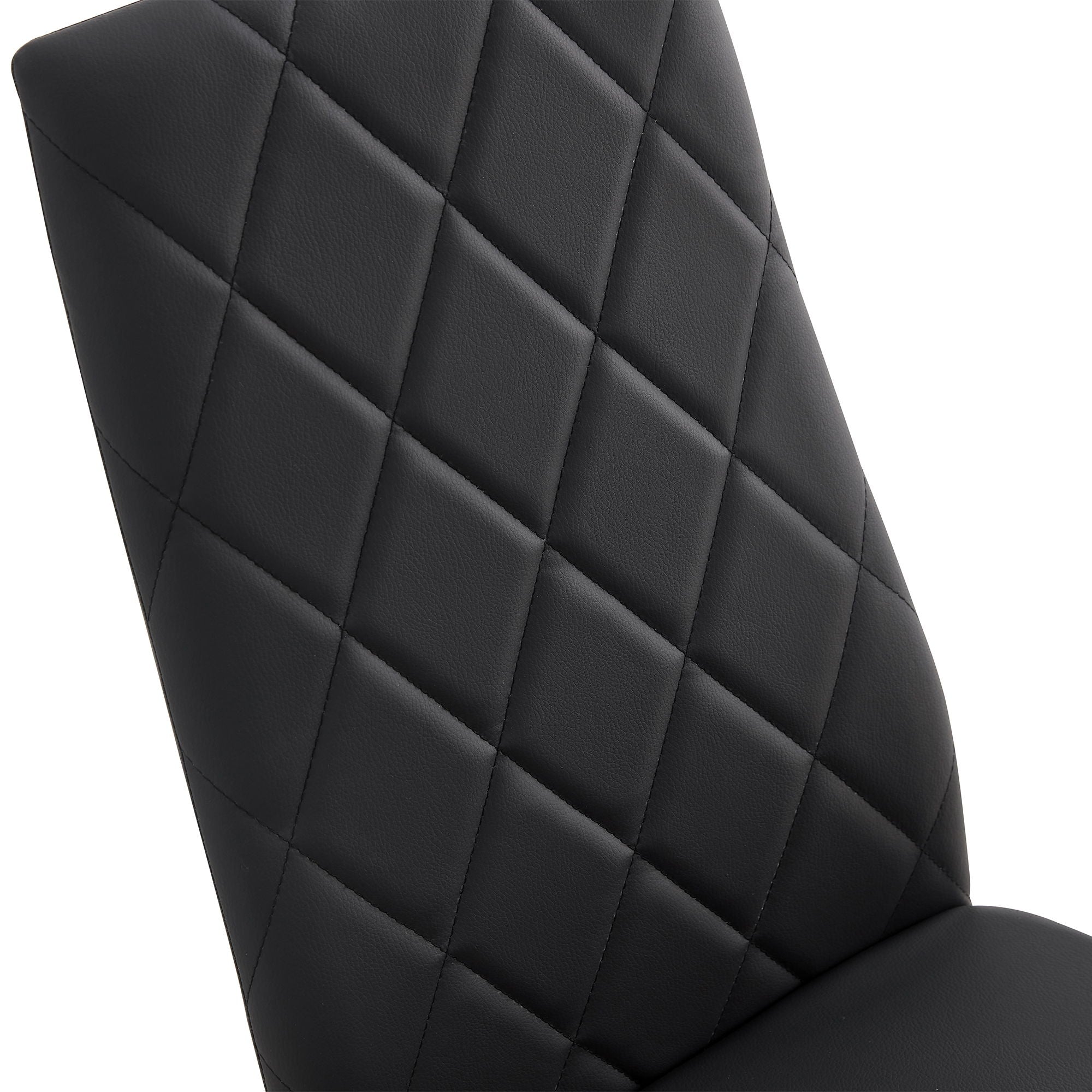 Modern 5 Piece Dining Table Set With Glass Top And Chairs - Black