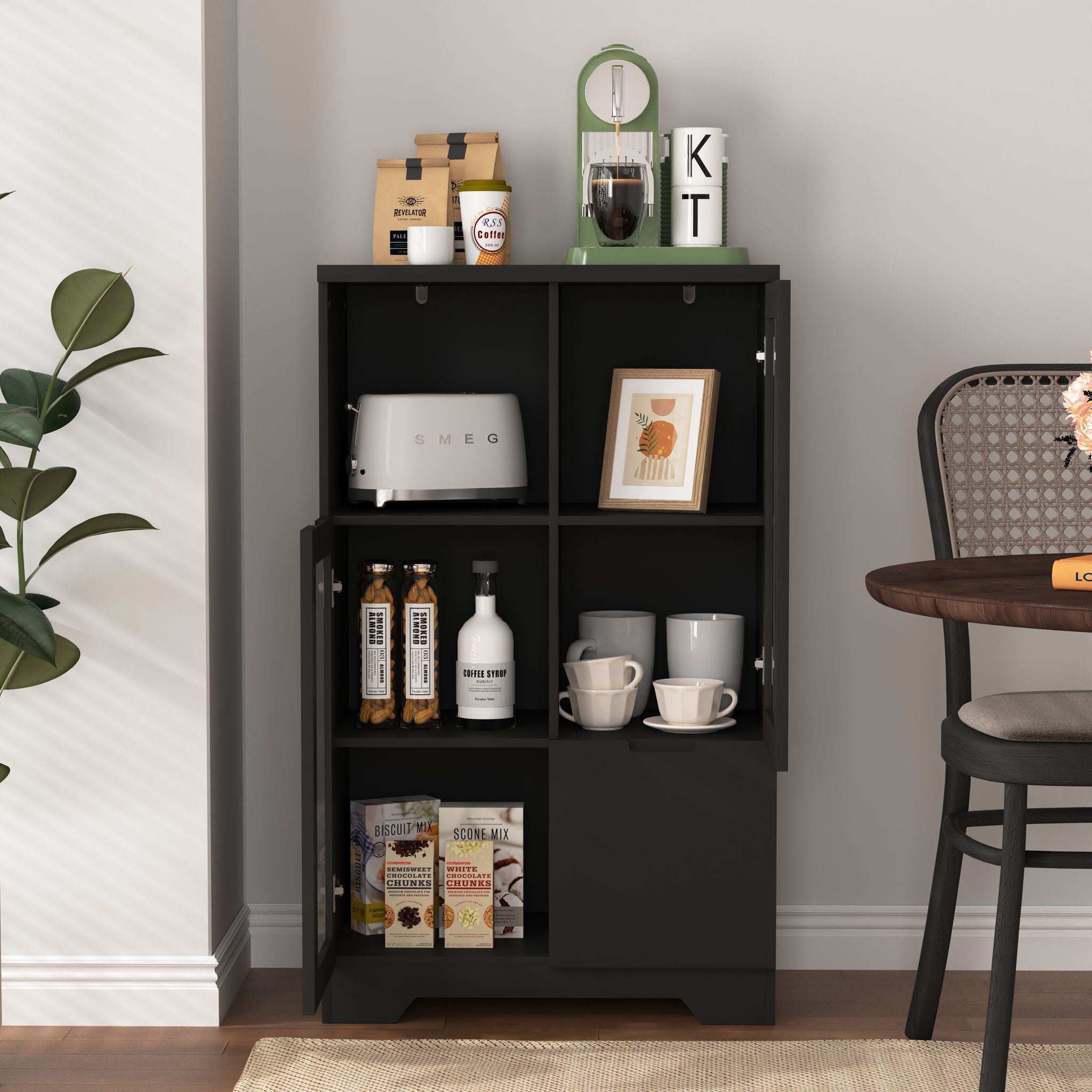 Modern Cabinet With Glass Doors And Drawer