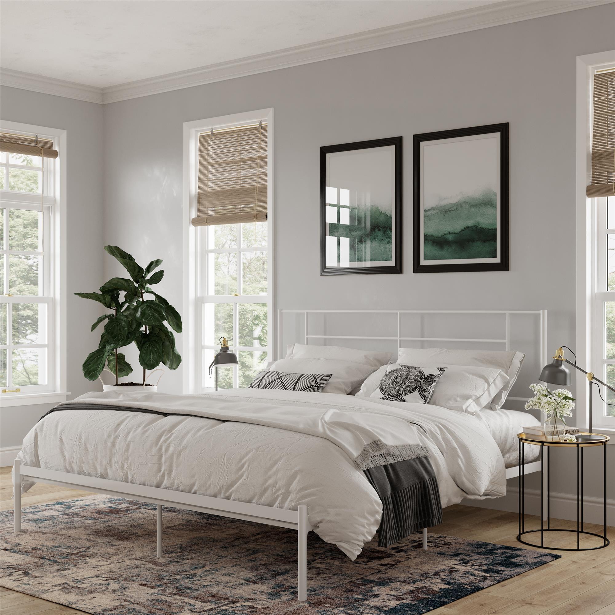 Praxis - King Bed With Simple Headboard - White