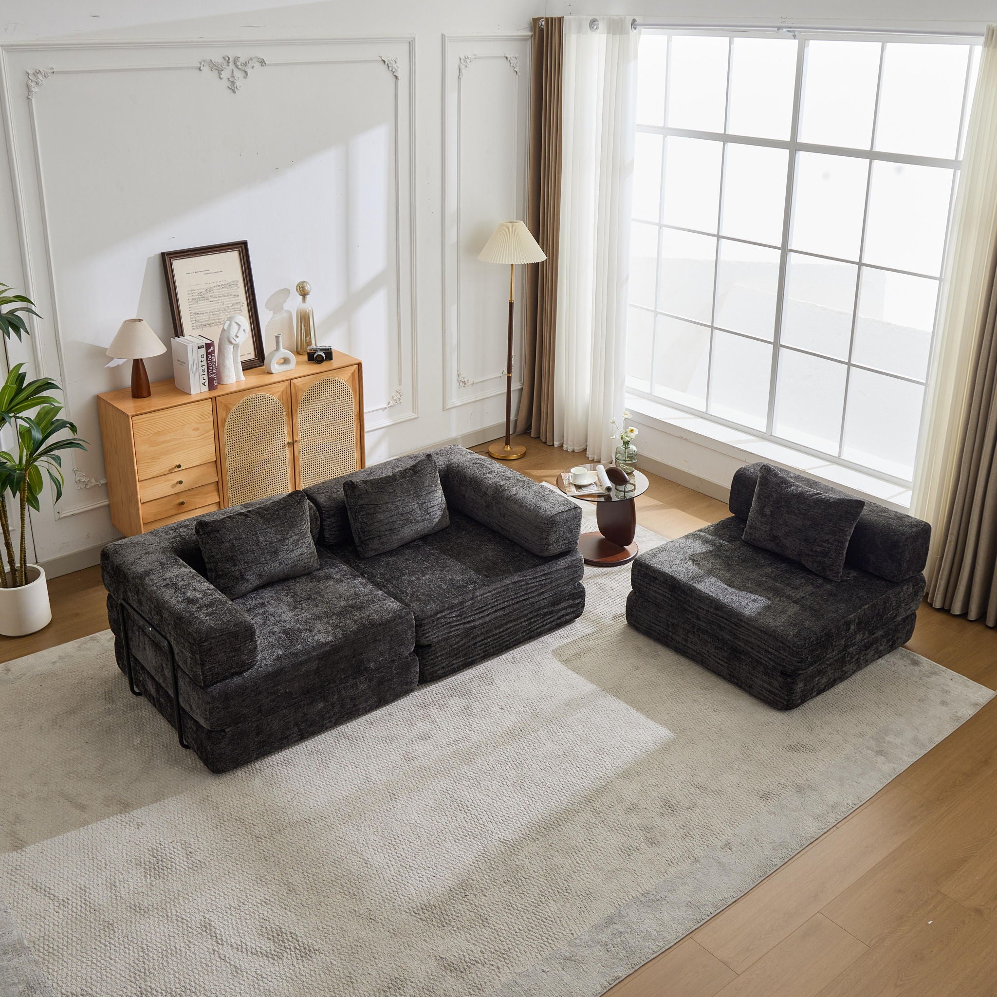 Convertible Floor Sofa Bed, Boneless Modular Sectional Sofa For Living Room